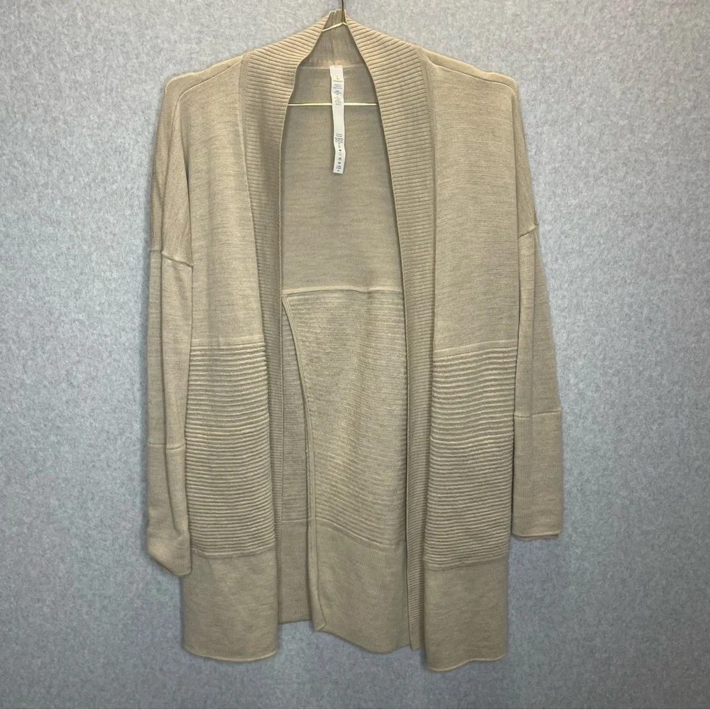 Lululemon Sit in Locus Wrap II Heathered Sandlot Merino Wool Cardigan